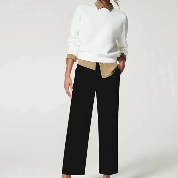 STRETCH TWILL CROPPED WIDE LEG PANT