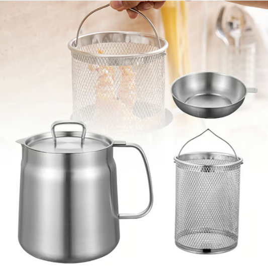 2-in-1 304 Stainless Steel Multifunctional Oil Strainer Pot