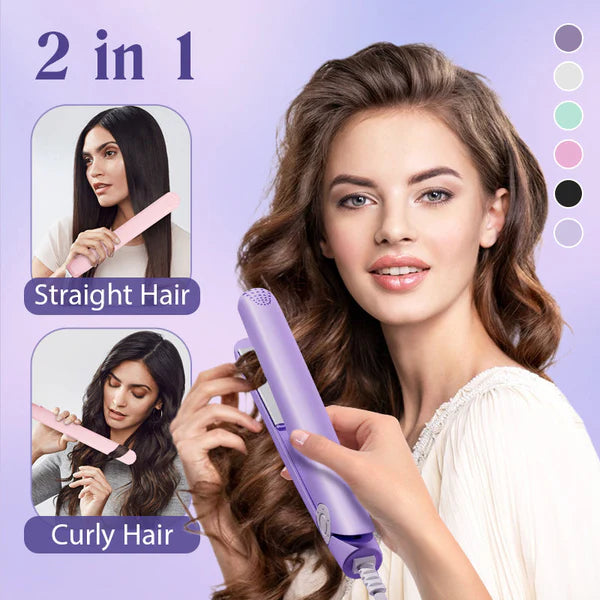 2-in-1 Mini Curling Wand & Flat Iron Hair Straightener (50%OFF)