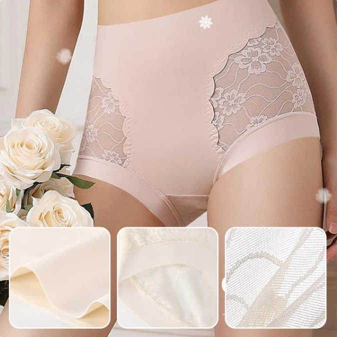 Women’s High-Waist Lace Seamless Stretch Silky Underwear