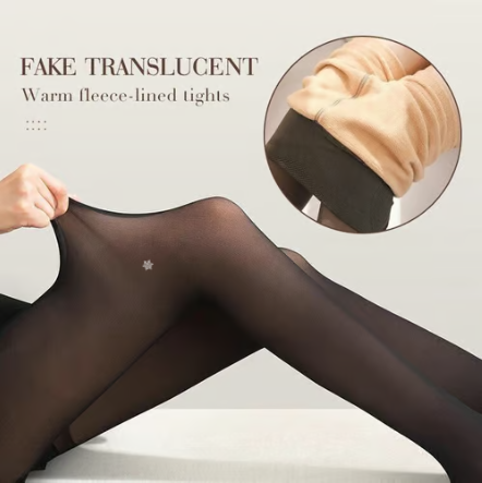 Flawless Legs Fake Translucent Warm Plush Lined Elastic Tights