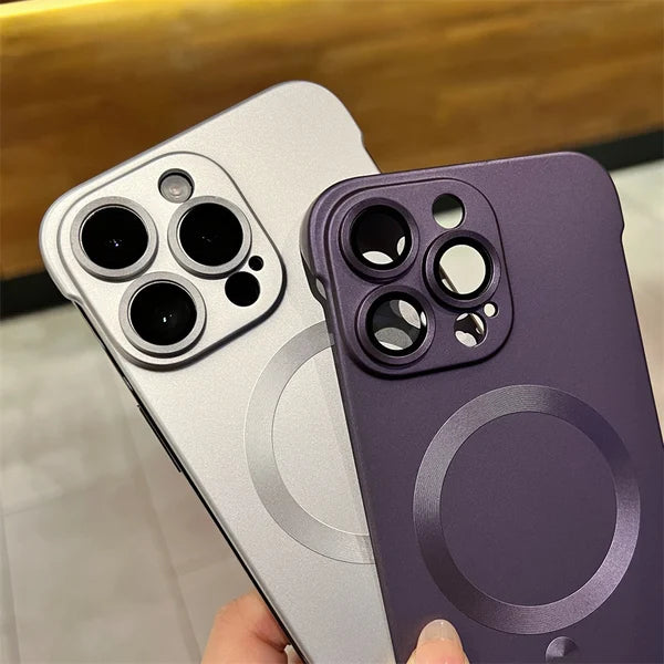 Metallic paint frameless magnetic phone case