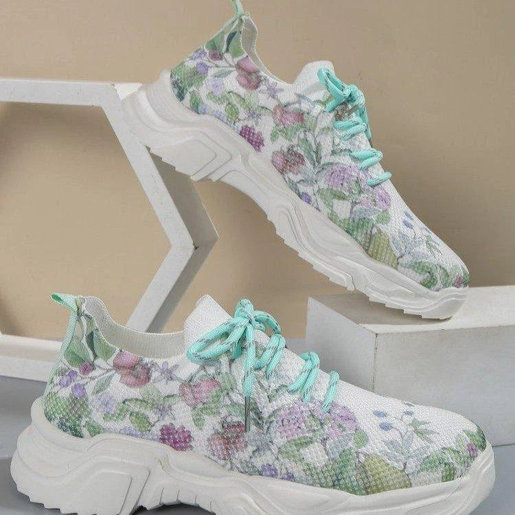 🔥HOT SALE — Floral Print Lace-up Breathable Orthopedic Sneakers