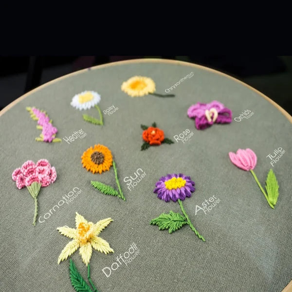 Last Day 49% OFF - Perfect Gift - Embroidery Hoop Flower Kit for Beginner