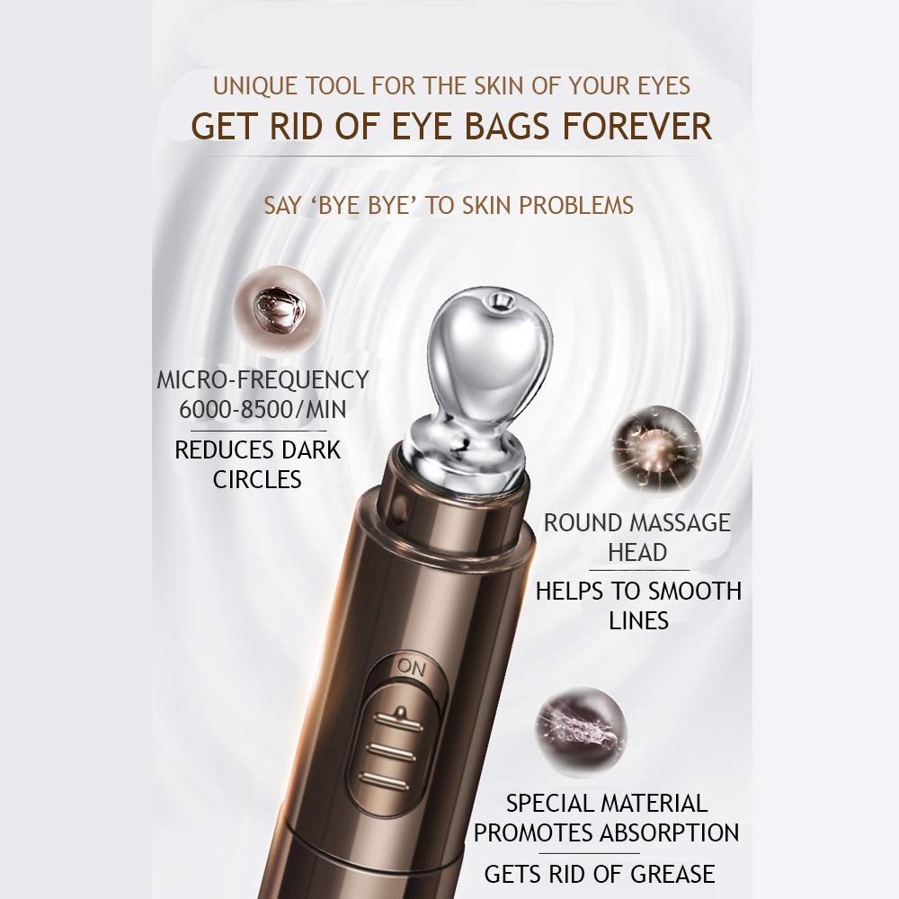 Jomtam 2 In 1 Gold Caviar Eye Cream Electric Massager Anti Age Remove Dark Circles Serum Roller Vibration Massage Eye Care