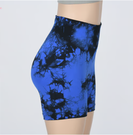 Tie Dye Print High Waist Seamless Gym Shorts