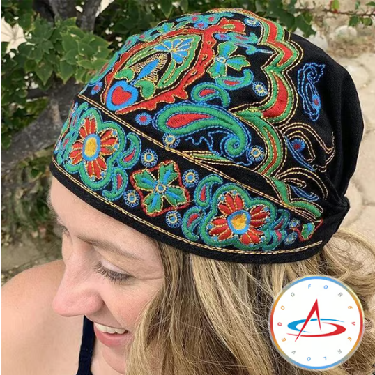 100% Handmade Embroidered Bandana Caps