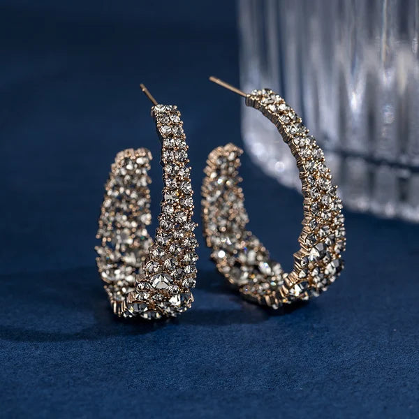 RETRO BAROQUE SPARKLING HOOP EARRINGS