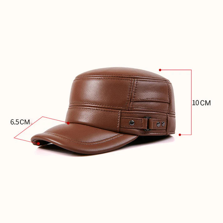 PU Leather Flat Top Warm Baseball Cap