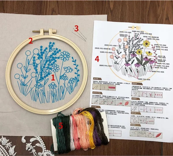 Last Day 49% OFF - Perfect Gift - Embroidery Hoop Flower Kit for Beginner