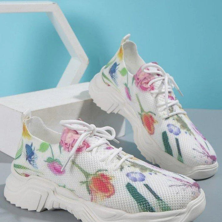 🔥HOT SALE — Floral Print Lace-up Breathable Orthopedic Sneakers