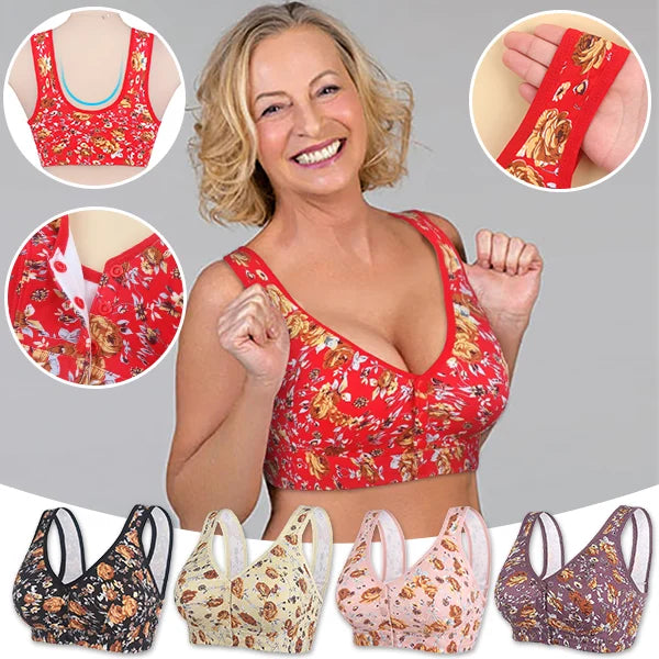 2024 New Plus Size Front-Closure Flower Bra 🌸