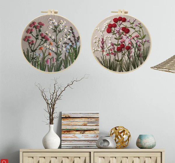 Last Day 49% OFF - Perfect Gift - Embroidery Hoop Flower Kit for Beginner