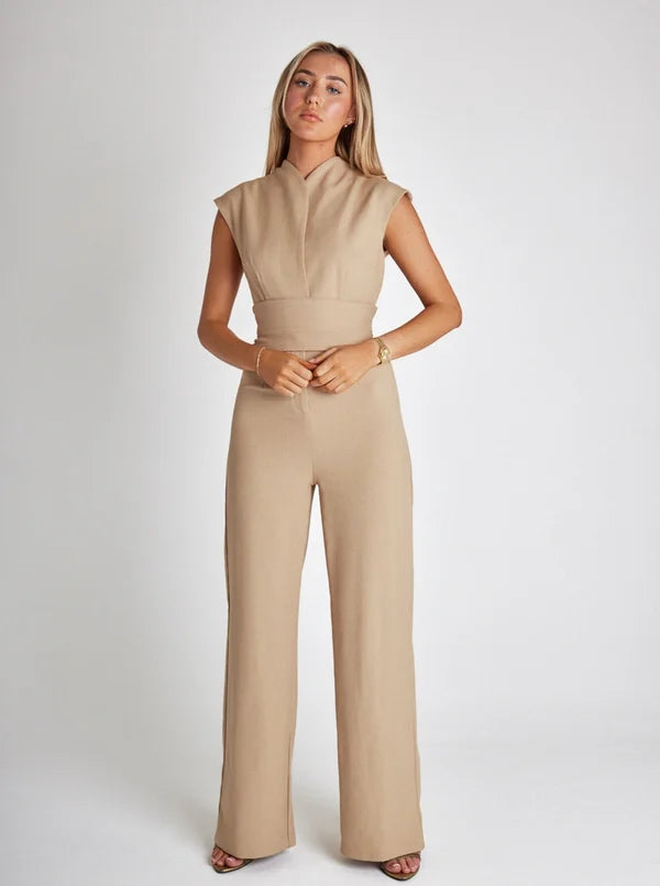 Womens Sleeveless Wide-Leg Jumpsuit