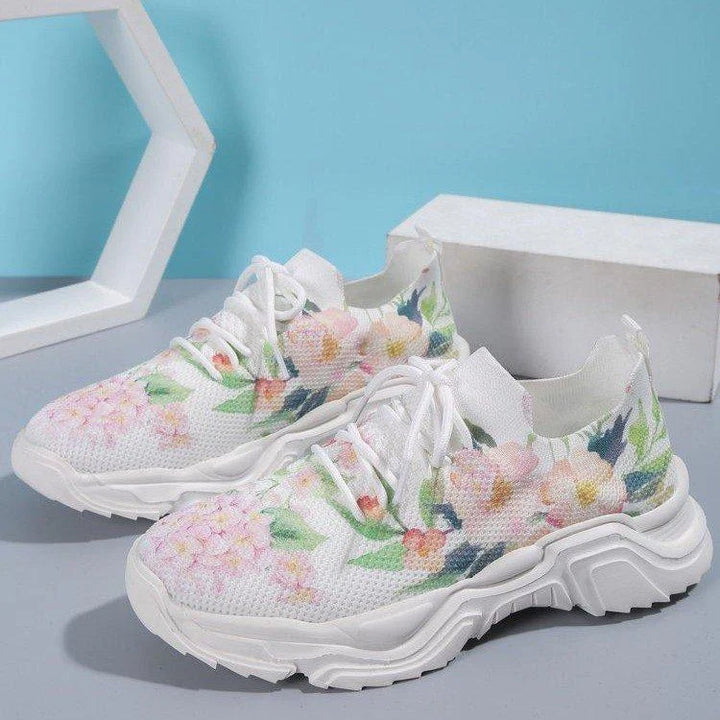 🔥HOT SALE — Floral Print Lace-up Breathable Orthopedic Sneakers