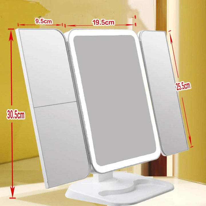 🔥BIGGEST SALE - 49 % DISCOUNT🔥Trifold Makeup Mirror With Light 68 LED Vanity Mirrors 10X Magnifying 180Rotation