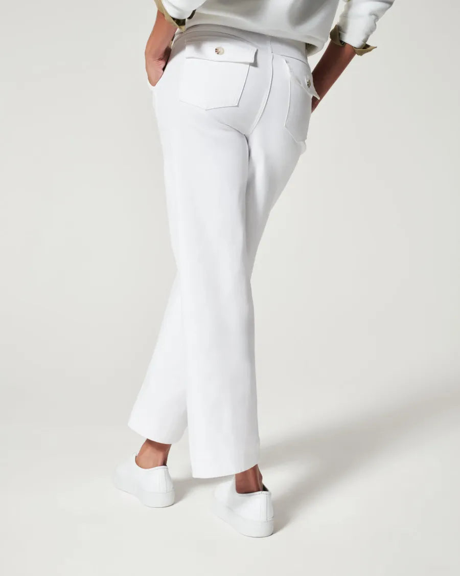 STRETCH TWILL CROPPED WIDE LEG PANT