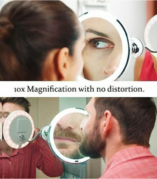 🔥360° Flexible Light Up 10X Magnification Makeup Mirror