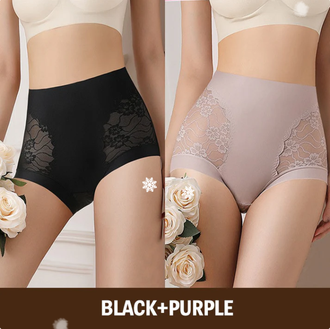 Women’s High-Waist Lace Seamless Stretch Silky Underwear