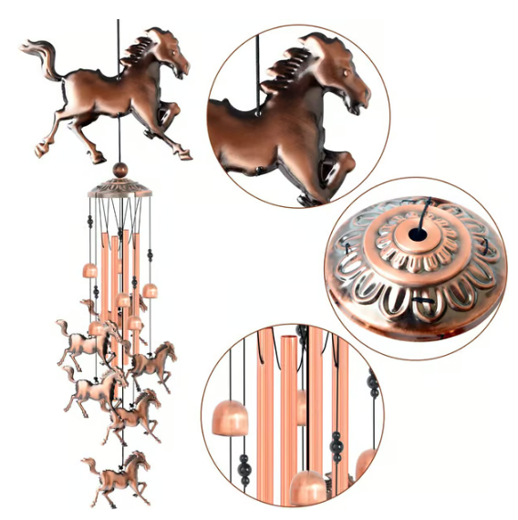 (🔥 Promotion--40%OFF)Pure hand-made Copper Horse wind chimes