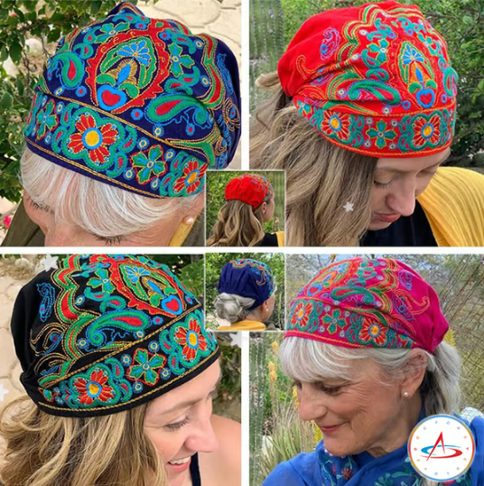 100% Handmade Embroidered Bandana Caps