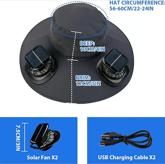 🏆 50K+ SOLD! ⚡2025 New Ultralight Solar Fan Sun Hat – Lighter Than a Baseball!⚾(Only 11oz)