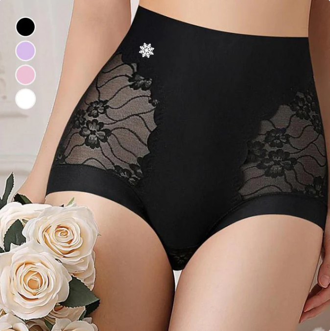 Women’s High-Waist Lace Seamless Stretch Silky Underwear