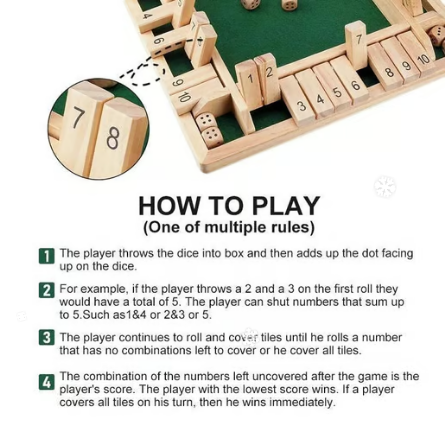 FUNNY FAMILY GAMES-Shut The Box Board Game