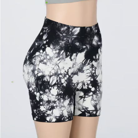 Tie Dye Print High Waist Seamless Gym Shorts