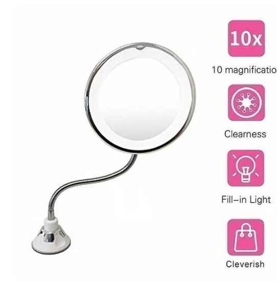 🔥360° Flexible Light Up 10X Magnification Makeup Mirror