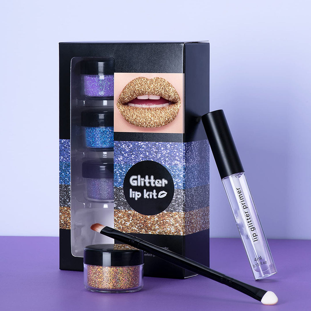 MAEPEOR Glitter Lips Smudgeproof and Longlasting Glitter Lip Kit