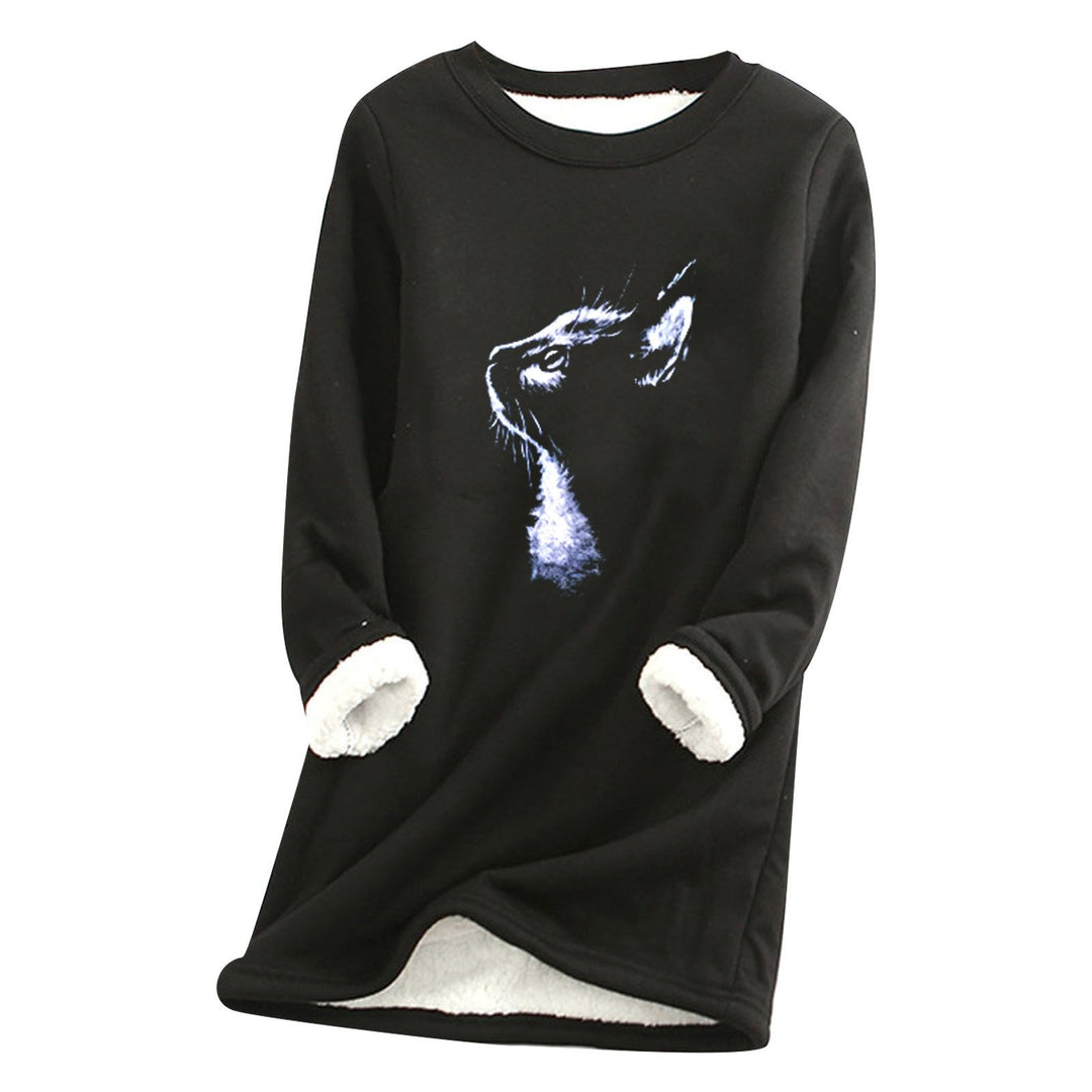 Printed plush sweater cat head