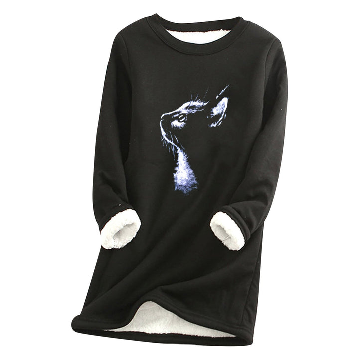 Printed plush sweater cat head