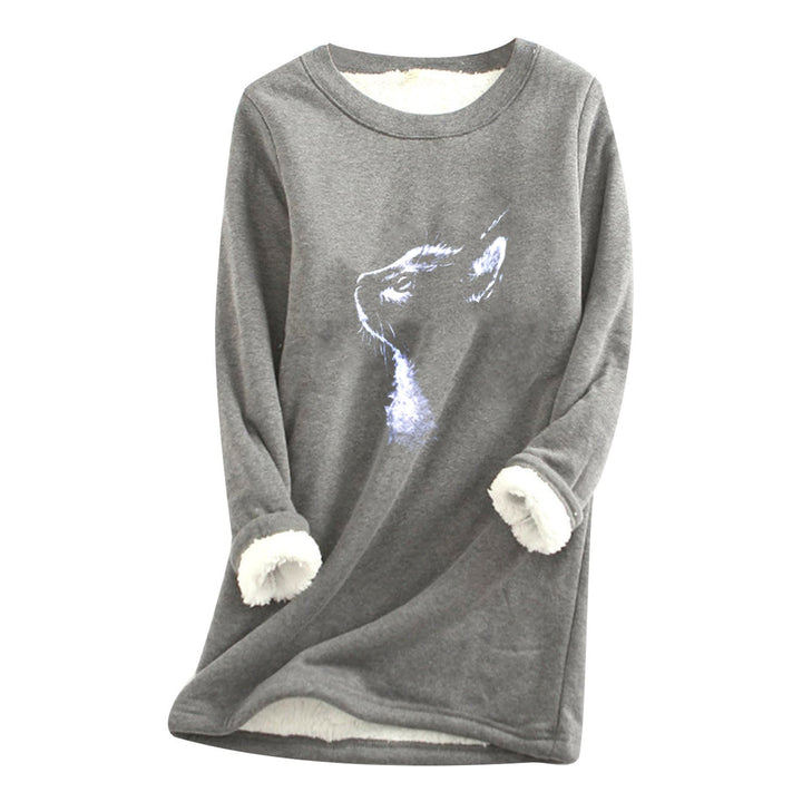 Printed plush sweater cat head