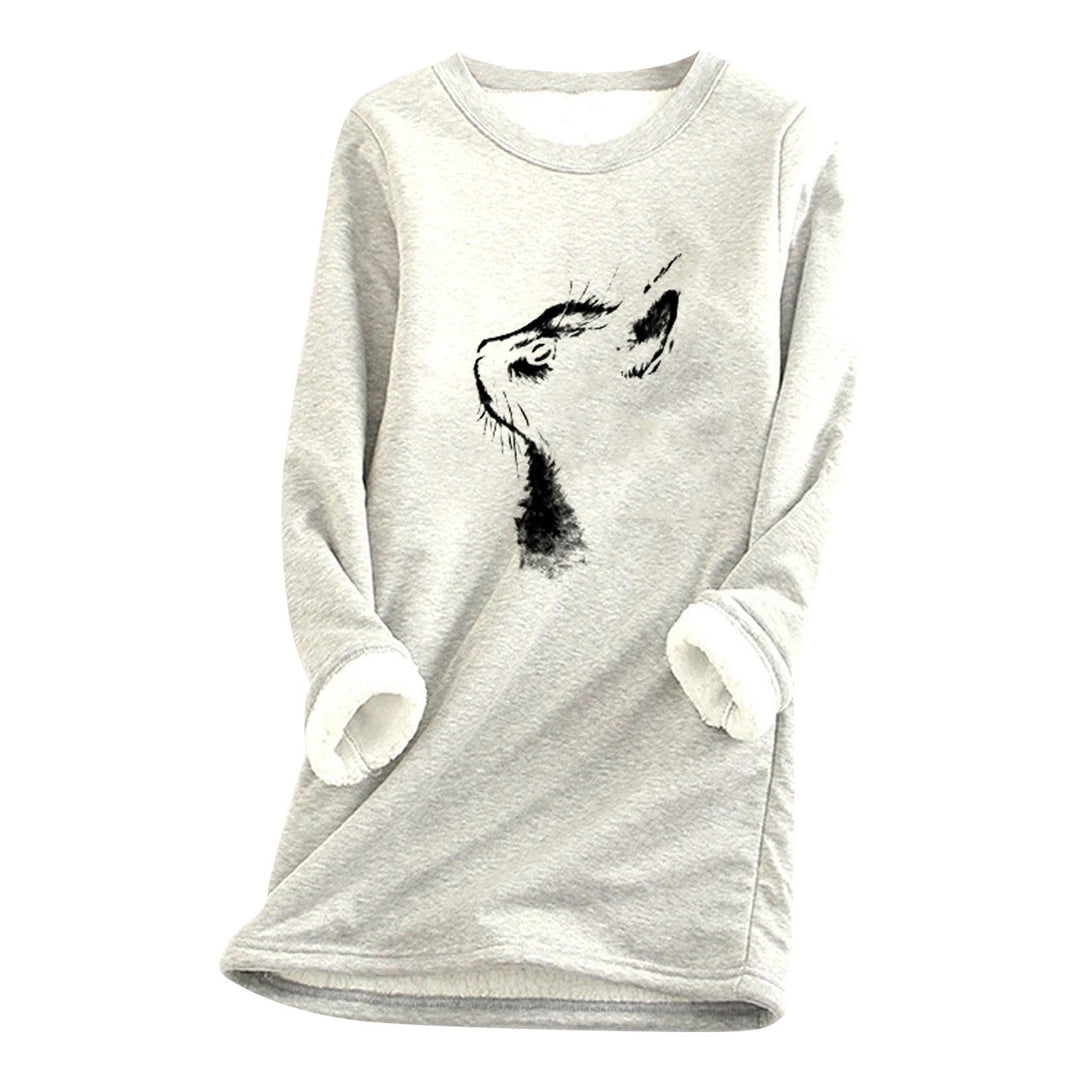 Printed plush sweater cat head