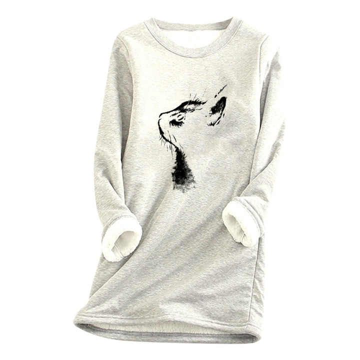 Printed plush sweater cat head