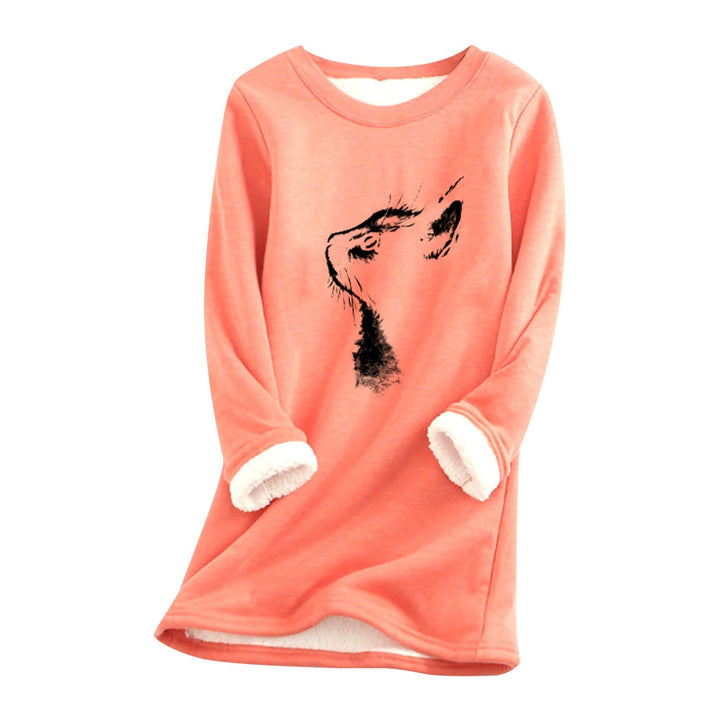 Printed plush sweater cat head