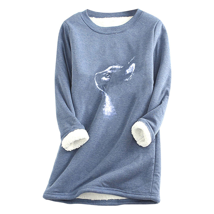Printed plush sweater cat head