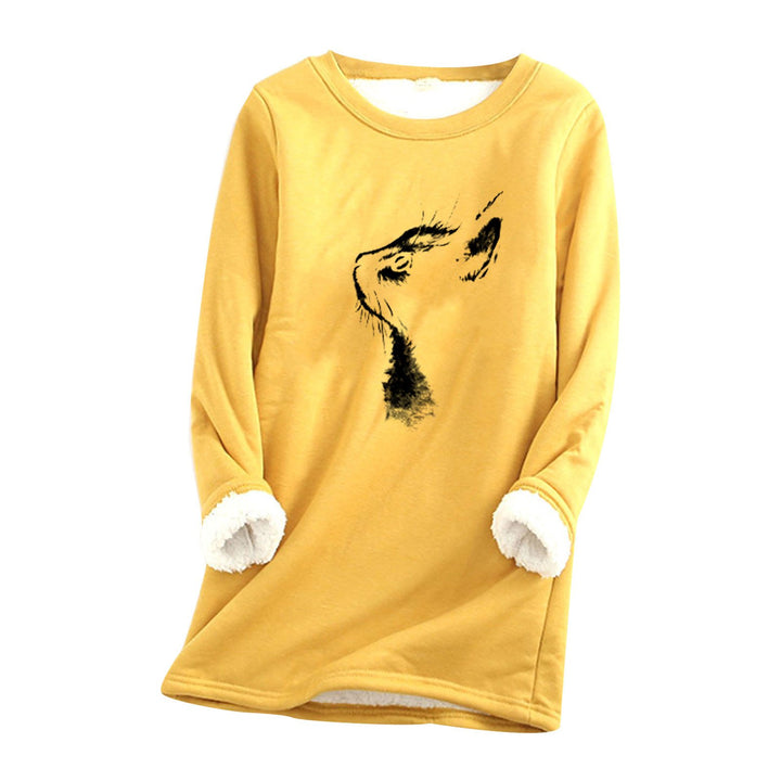 Printed plush sweater cat head