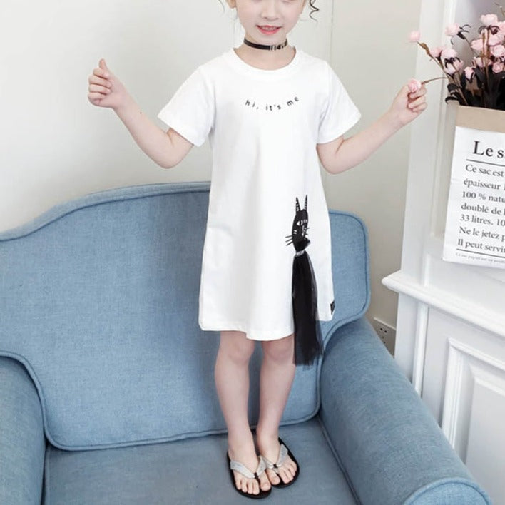 Elegant Black Cat Kids Dress