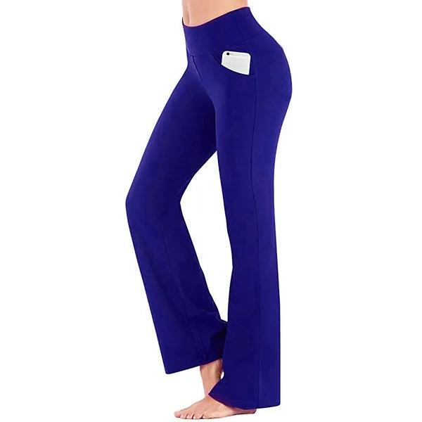 WOMENS HIGH WAIST YOGA PANTS BOOTCUT FLARE LEG