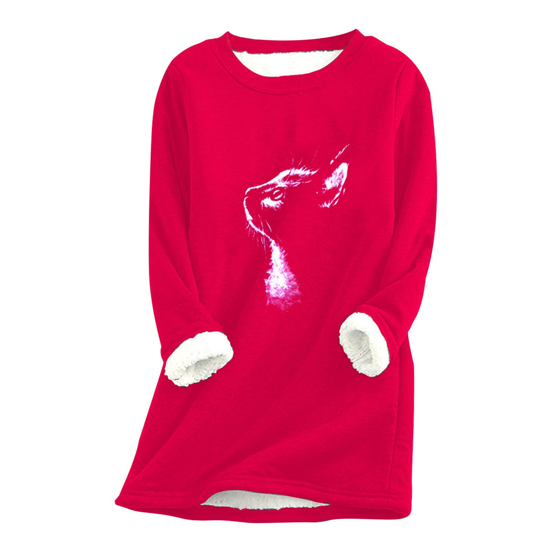 Printed plush sweater cat head