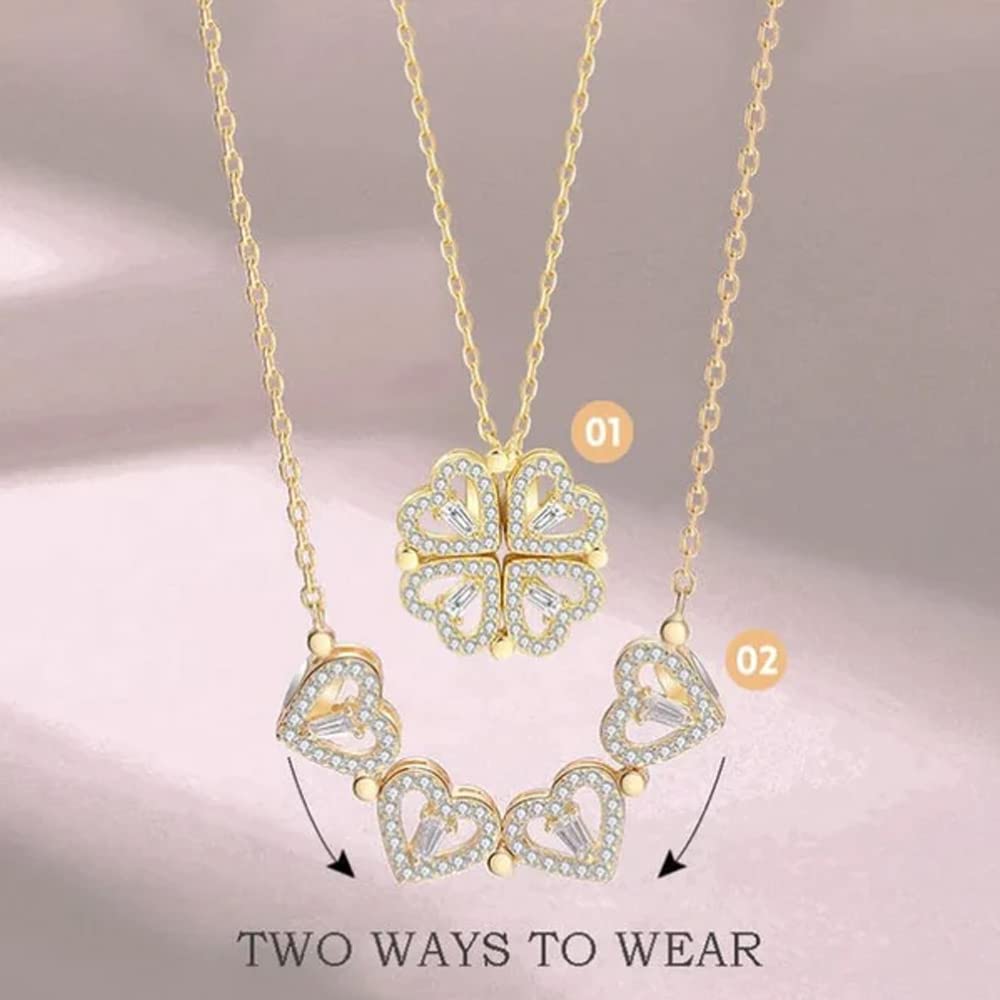 🍀BUY 1 GET 1 FREE❤️ - Lucky Heart and Four Leaf Clover Convertible Pendant Necklace