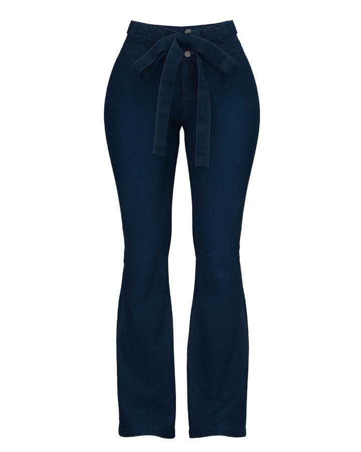 Tie Waist Butt Lifting Flare Jeans