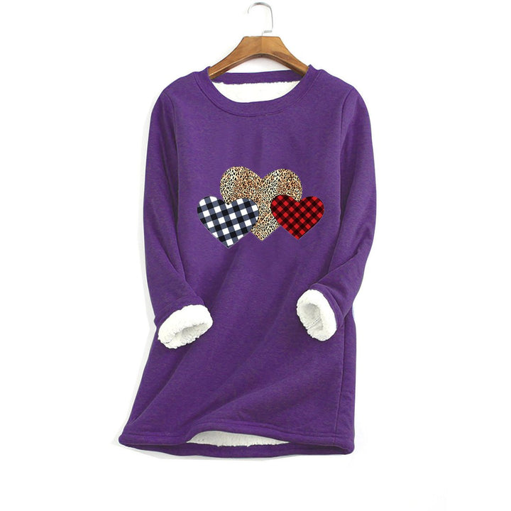 Love Casual Cotton Round Neck Solid Sweatshirt