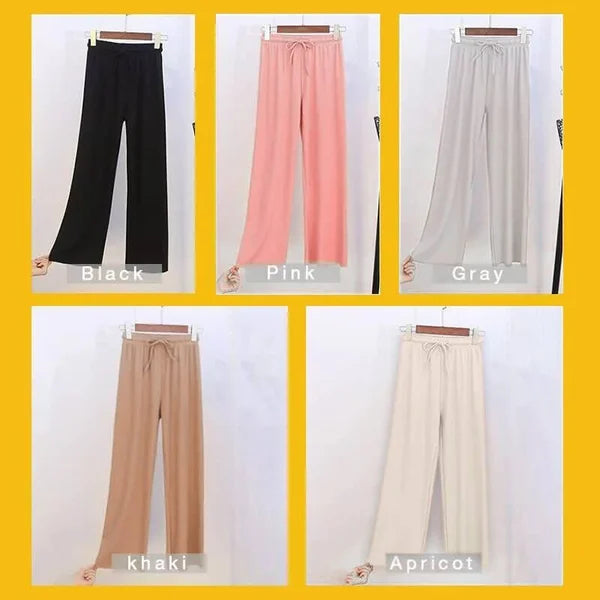 Womens Ice Silk Wide Leg Pants