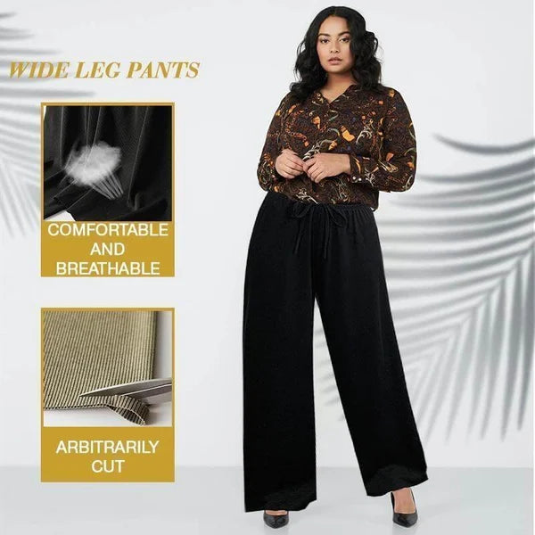 Womens Ice Silk Wide Leg Pants