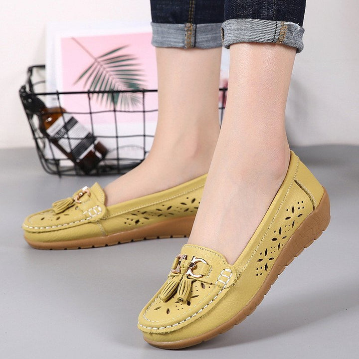 WOMENS HOLLOW SOFT LEATHER BREATHABLE MOCCASINS SANDALS 2022