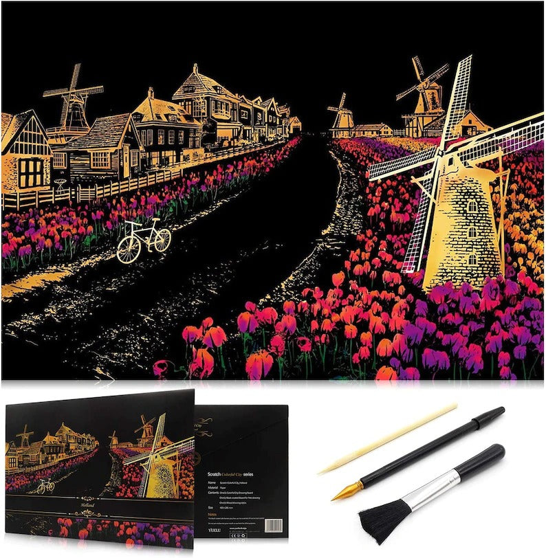 Scratch Off Rainbow Painting  World Famous Tourist Attractions 16 11.2 Inches
