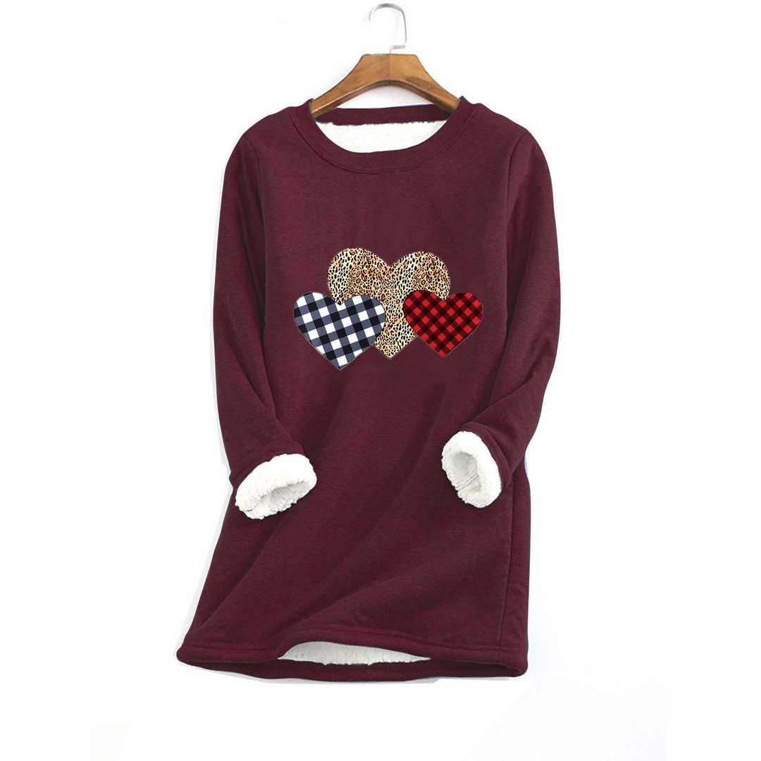 Love Casual Cotton Round Neck Solid Sweatshirt